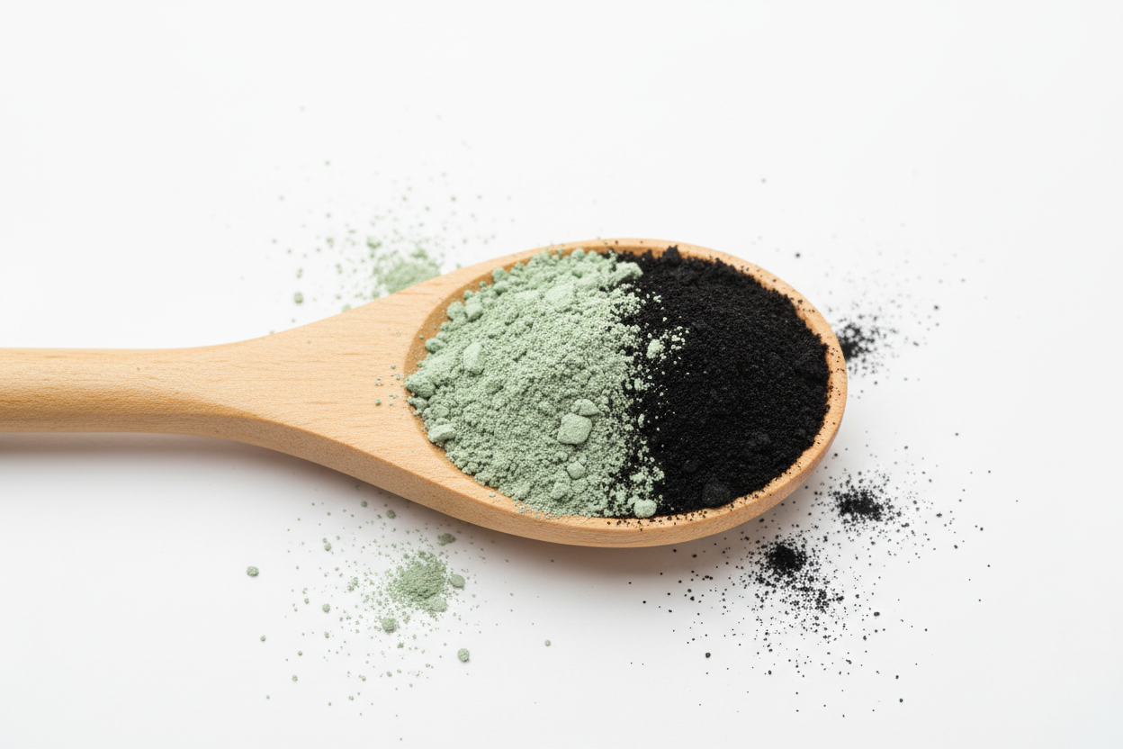 Cuillère avec poudre dentifrice